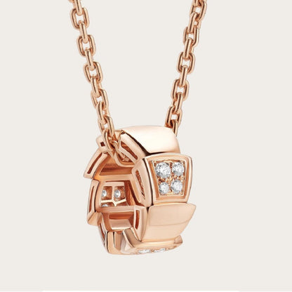 [⭐Aura]SERPENTI PEDANT DIAMOND PINK GOLD NECKLACE
