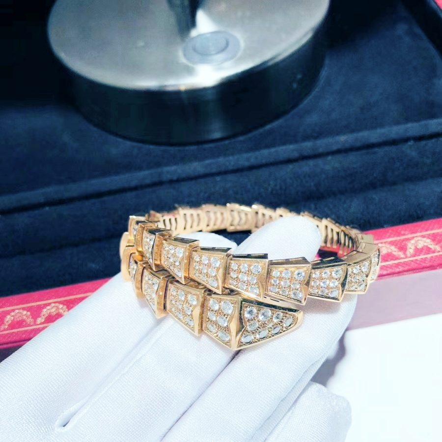 [⭐Aura]SERPENTI BRACELET 8MM PINK GOLD DIAMOND