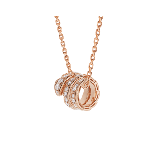 [⭐Aura]SERPENTI PINK GOLD NECKLACE DOUBLE RING DIAMOND