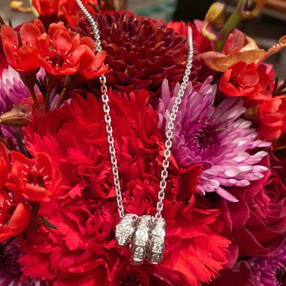 [⭐Aura]SERPENTI  NECKLACE DOUBLE RING DIAMOND
