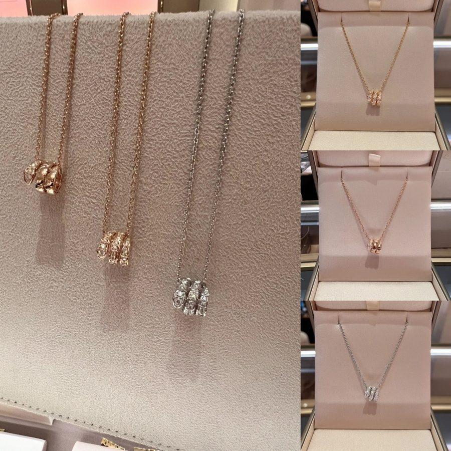 [⭐Aura]SERPENTI  NECKLACE DOUBLE RING DIAMOND