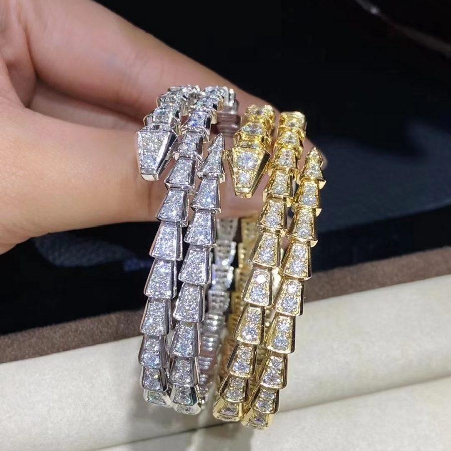 [⭐Aura]SERPENTI BRACELET GOLD DIAMOND DOUBLE ROW