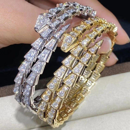 [⭐Aura]SERPENTI BRACELET GOLD DIAMOND DOUBLE ROW
