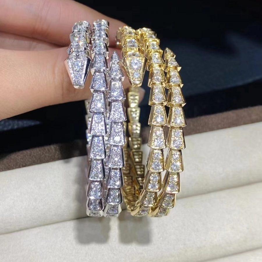 [⭐Aura]SERPENTI BRACELET GOLD DIAMOND DOUBLE ROW