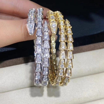 [⭐Aura]SERPENTI BRACELET GOLD DIAMOND DOUBLE ROW