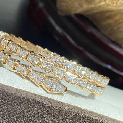 [⭐Aura]SERPENTI BRACELET GOLD DIAMOND DOUBLE ROW