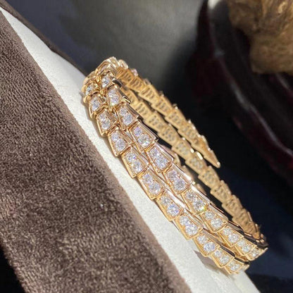 [⭐Aura]SERPENTI BRACELET GOLD DIAMOND DOUBLE ROW