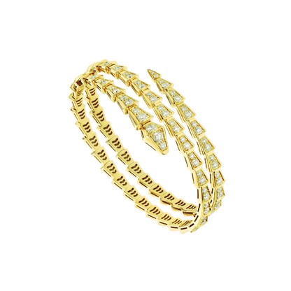 [⭐Aura]SERPENTI BRACELET GOLD DIAMOND DOUBLE ROW