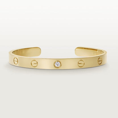 [⭐Aura]LOVE BRACELET 6.1MM 1 DIAMOND OPEN CUFF