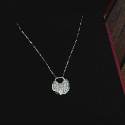 [⭐Aura]AMULETTE SILVER FULL DIAMOND NECKLACE
