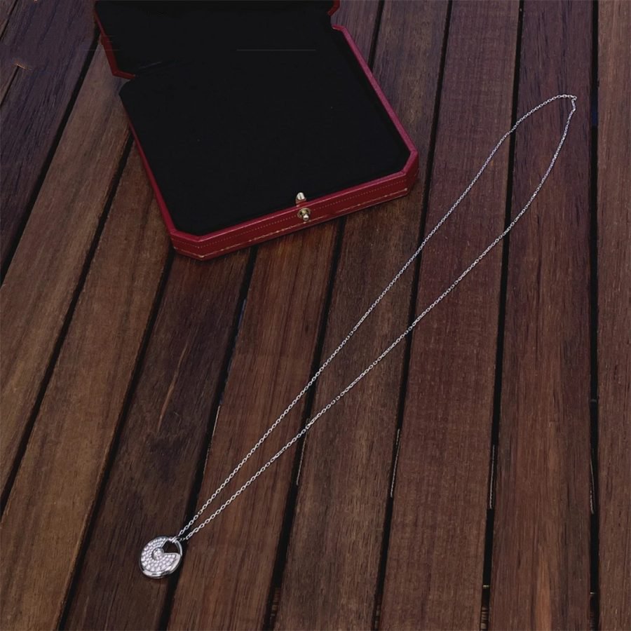 [⭐Aura]AMULETTE SILVER FULL DIAMOND NECKLACE