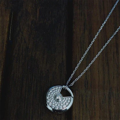 [⭐Aura]AMULETTE SILVER FULL DIAMOND NECKLACE