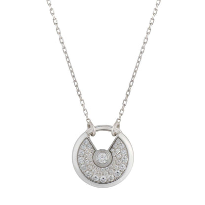 [⭐Aura]AMULETTE SILVER FULL DIAMOND NECKLACE