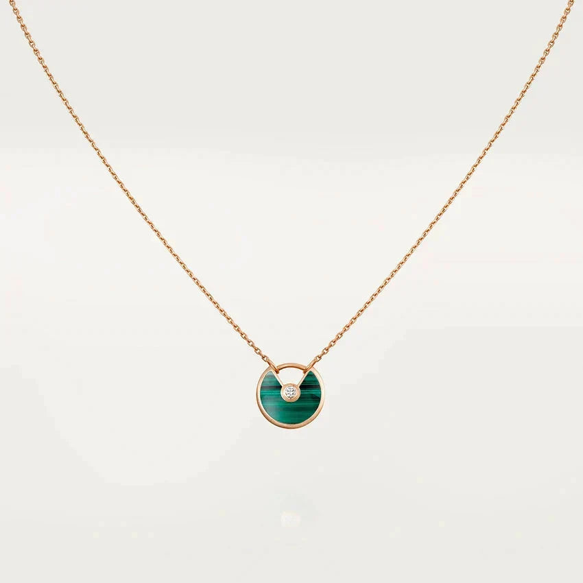 [⭐Aura]AMULETTE ROSE GOLD MALACHITE NECKLACE