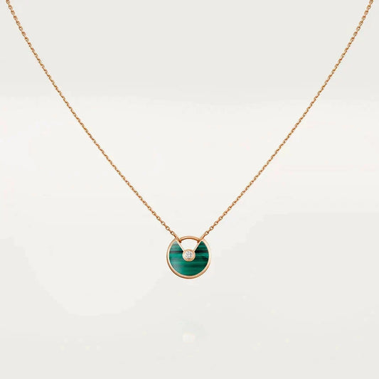 [⭐Aura]AMULETTE ROSE GOLD MALACHITE NECKLACE