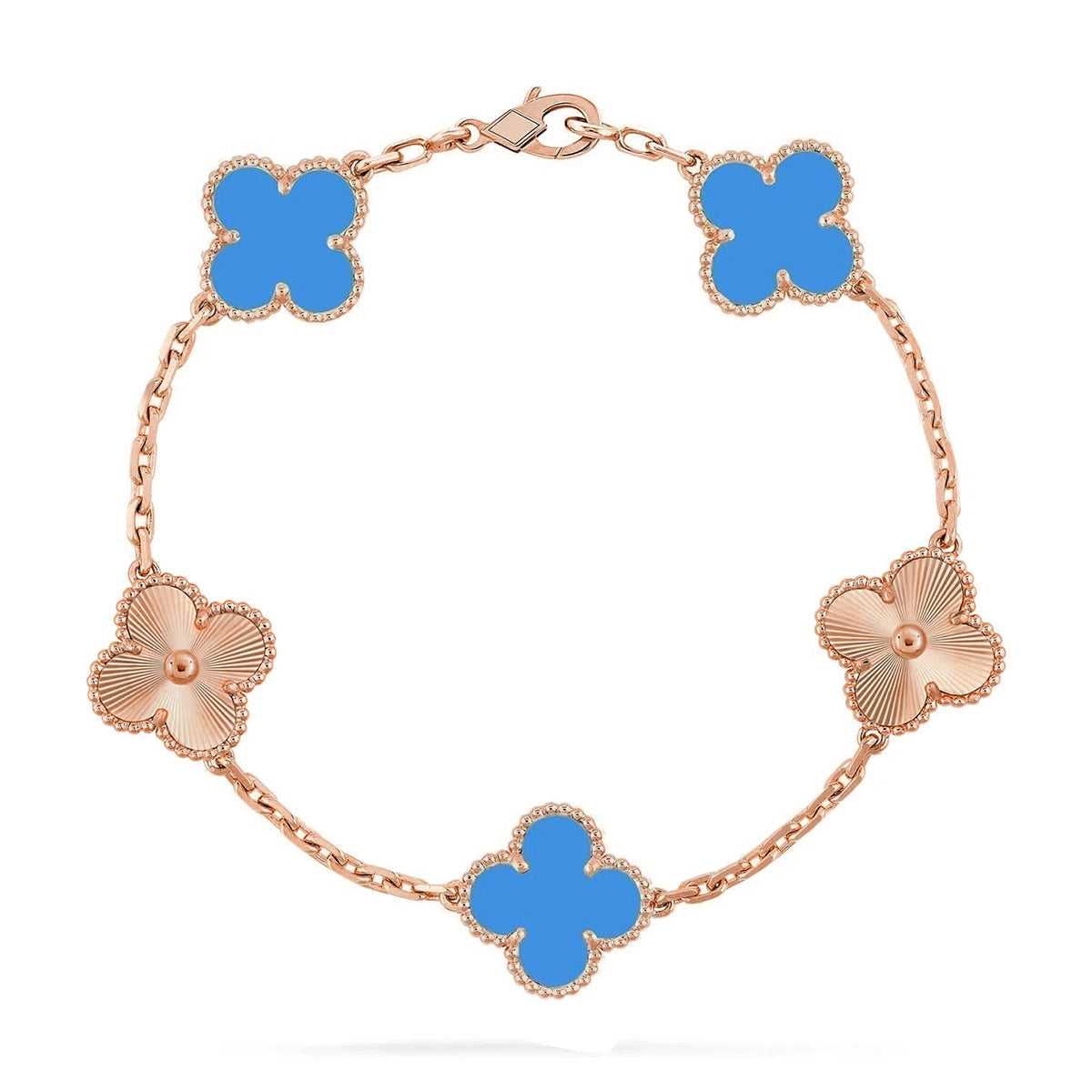 [⭐Aura] CLOVER 5 MOTIF BLUE AGATE BRACELET COLLECTION