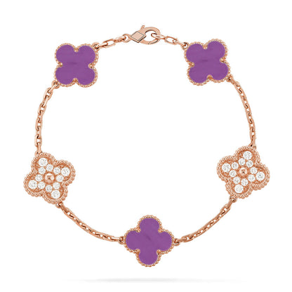 [⭐Aura] CLOVER 5 MOTIF VIOLET BRACELET COLLECTION