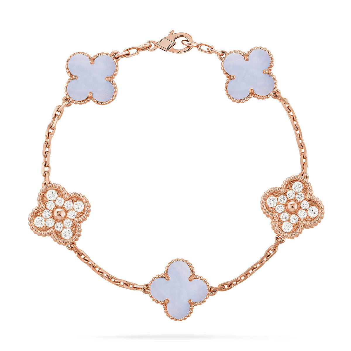 [⭐Aura] CLOVER 5 MOTIF PURPLE CHALCEDONY BRACELET COLLECTION