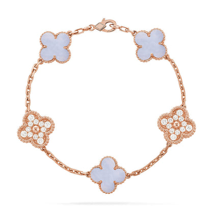 [⭐Aura] CLOVER 5 MOTIF PURPLE CHALCEDONY BRACELET COLLECTION