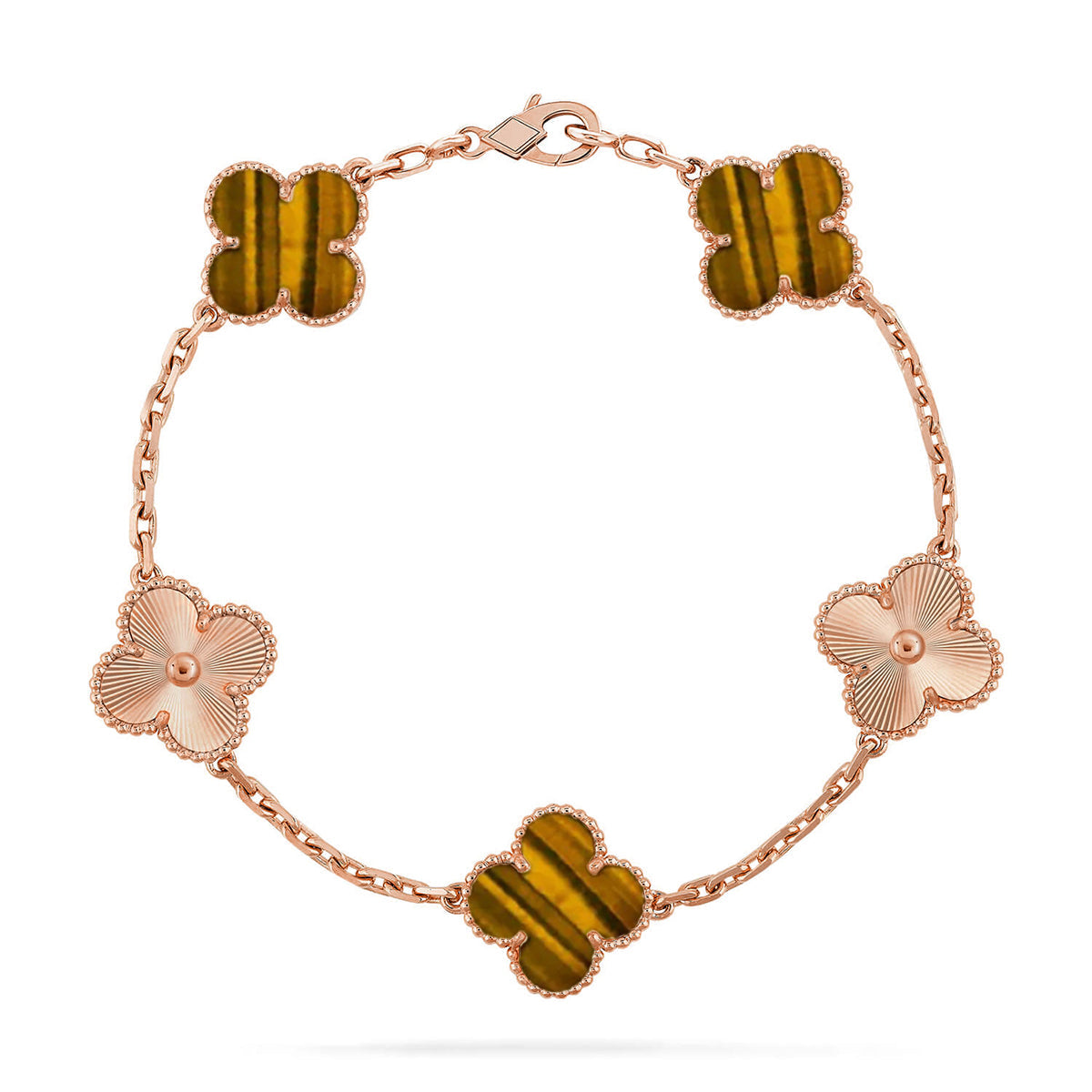 [⭐Aura] CLOVER 5 MOTIFS TIGER EYE BRACELET COLLECTION