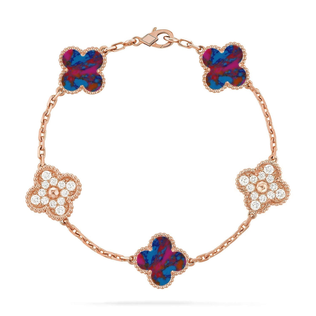 [⭐Aura]CLOVER 5 MOTIF COLOR GEMSTONES BRACELET COLLECTION