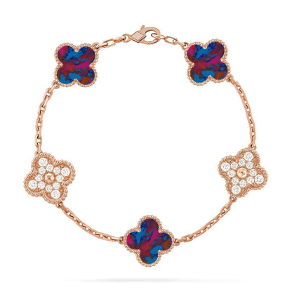 [⭐Aura]CLOVER 5 MOTIF COLOR GEMSTONES BRACELET COLLECTION