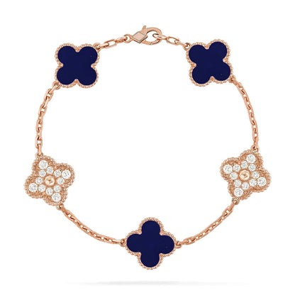 [⭐Aura]CLOVER 5 MOTIF LAPIS LAZULI BRACELET COLLECTION