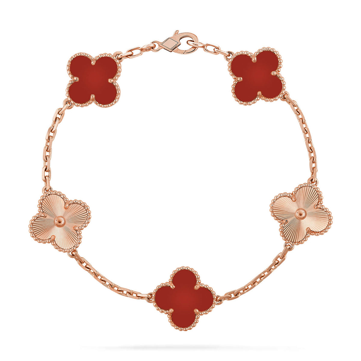 [⭐Aura] CLOVER 5 MOTIF RED CORNELIAN BRACELET COLLECTION