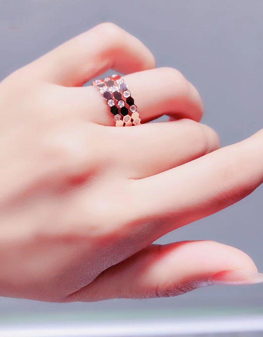 [⭐Aura]BEE LOVE RING PINK GOLD DIAMOND