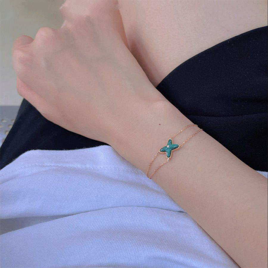 [⭐Aura]JEUX BRACELET MALACHITE PINK GOLD 1 DIAMOND