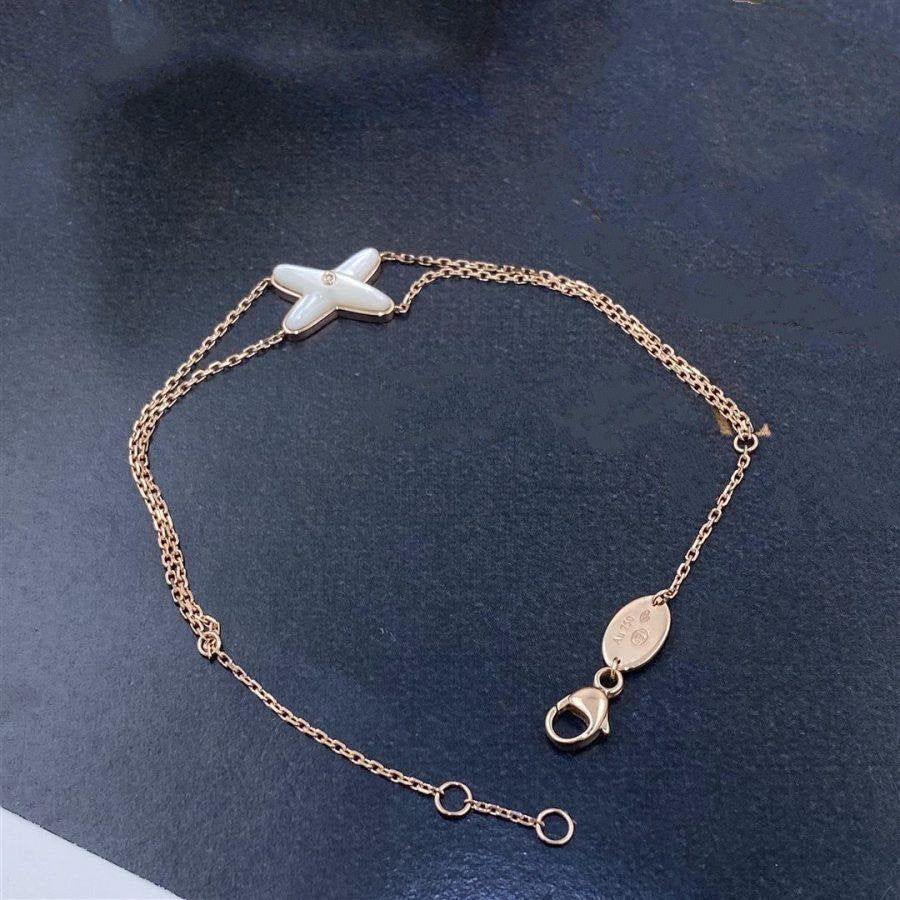 [⭐Aura]JEUX BRACELET WHITE MOP PINK GOLD 1 DIAMOND