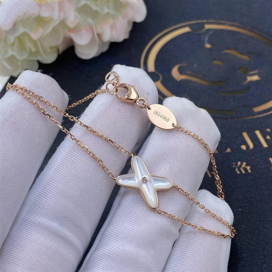 [⭐Aura]JEUX BRACELET WHITE MOP PINK GOLD 1 DIAMOND