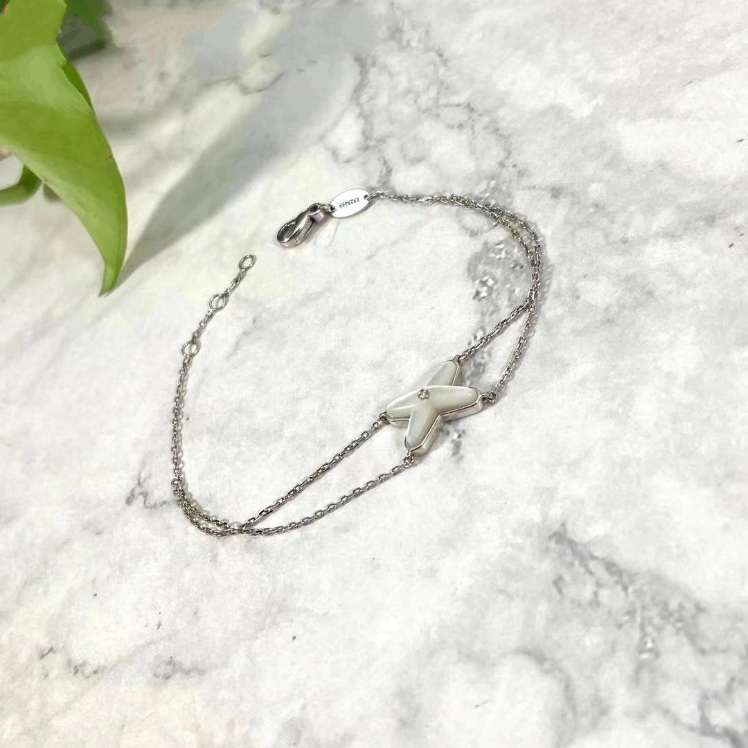 [⭐Aura]JEUX BRACELET WHITE MOP SILVER 1 DIAMOND
