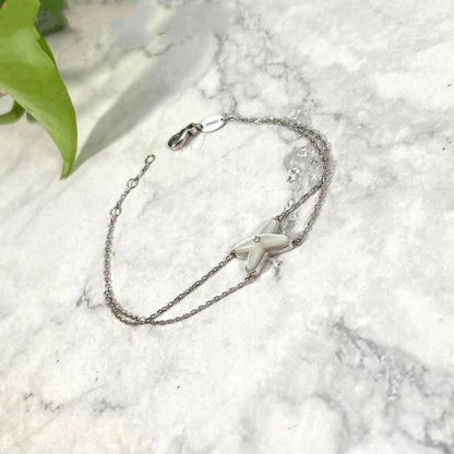 [⭐Aura]JEUX BRACELET WHITE MOP SILVER 1 DIAMOND