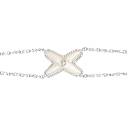 [⭐Aura]JEUX BRACELET WHITE MOP SILVER 1 DIAMOND