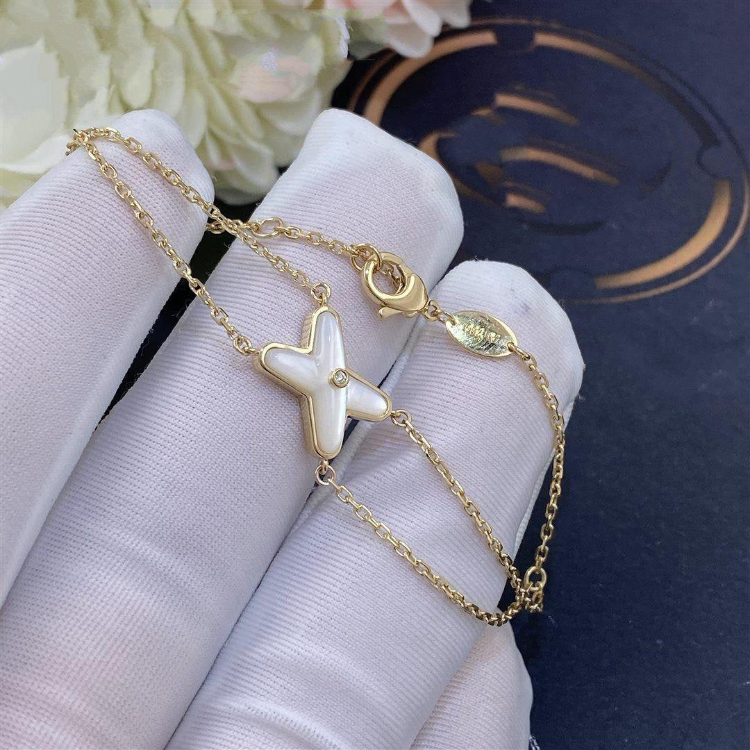 [⭐Aura]JEUX BRACELET WHITE MOP GOLD 1 DIAMOND