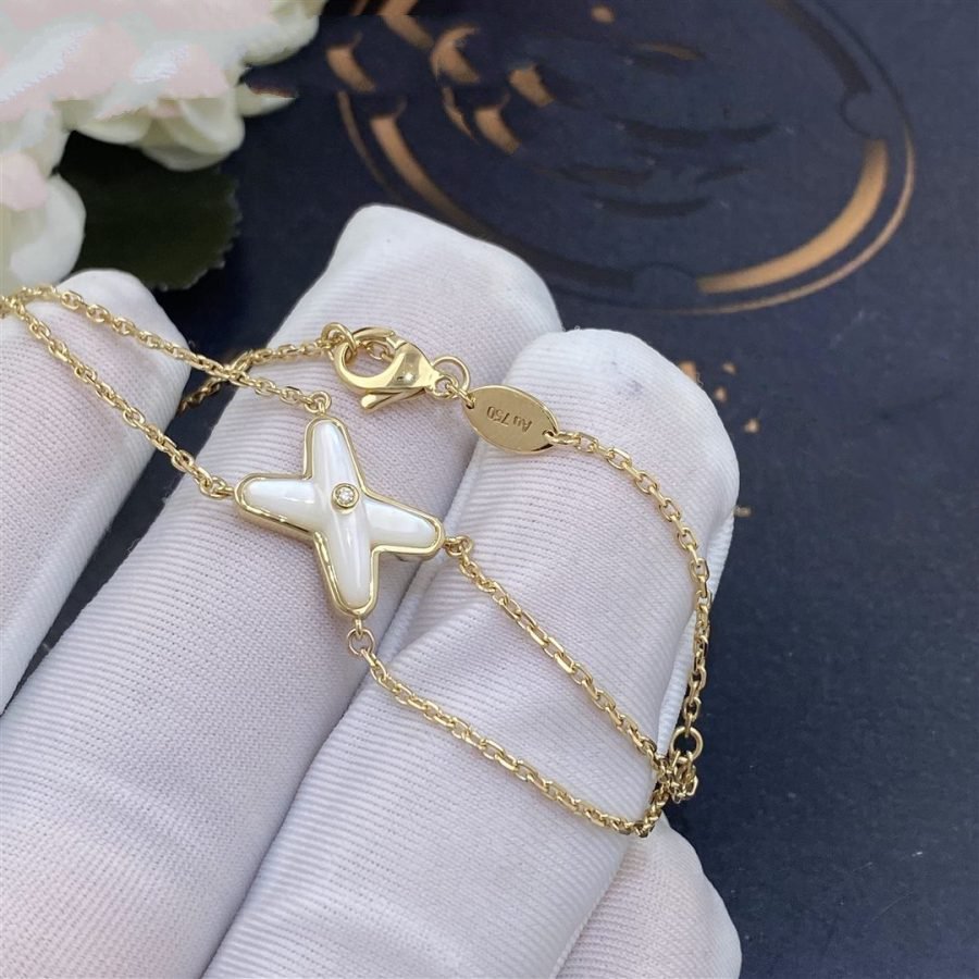 [⭐Aura]JEUX BRACELET WHITE MOP GOLD 1 DIAMOND