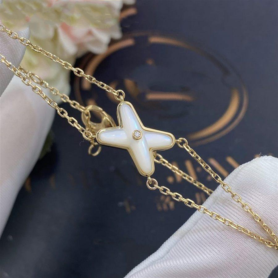 [⭐Aura]JEUX BRACELET WHITE MOP GOLD 1 DIAMOND