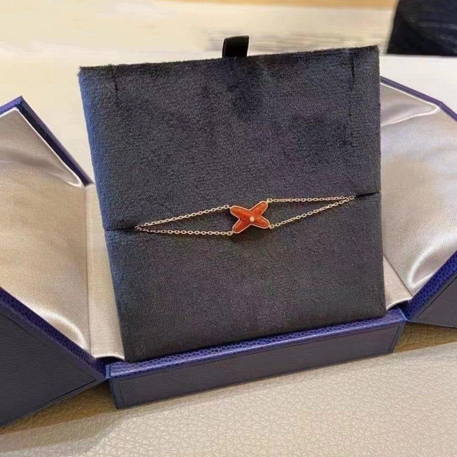 [⭐Aura]JEUX BRACELET CARNELIAN PINK GOLD 1 DIAMOND