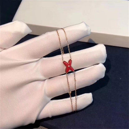 [⭐Aura]JEUX BRACELET CARNELIAN PINK GOLD 1 DIAMOND