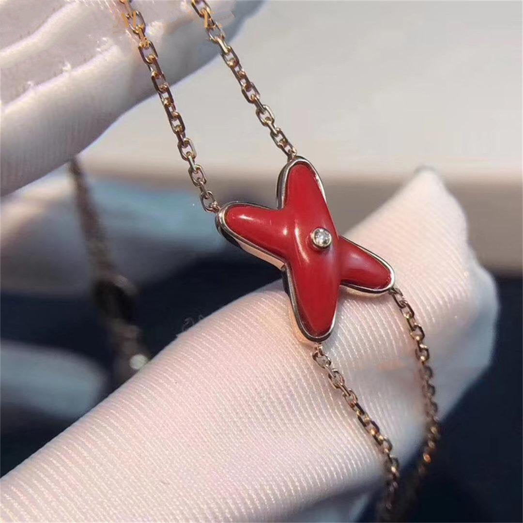 [⭐Aura]JEUX BRACELET CARNELIAN PINK GOLD 1 DIAMOND