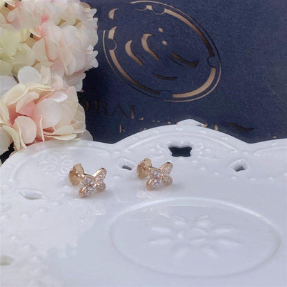 [⭐Aura]JEUX DE PINK GOLD DIAMOND EARRINGS