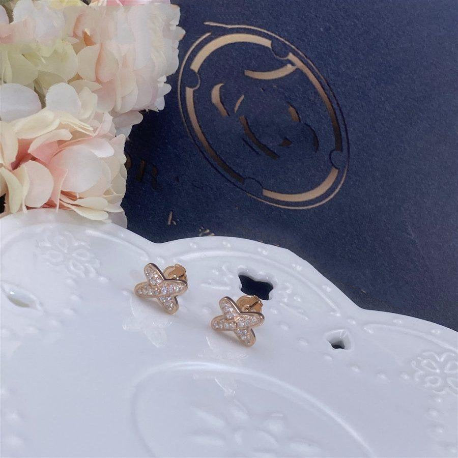 [⭐Aura]JEUX DE PINK GOLD DIAMOND EARRINGS