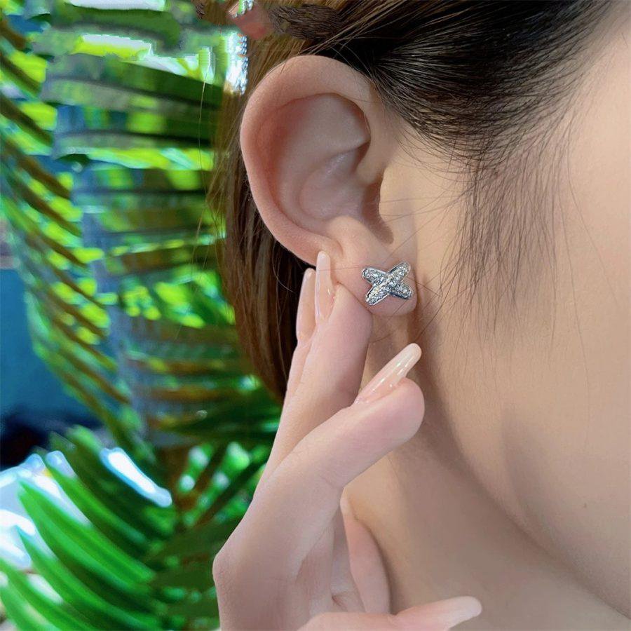 [⭐Aura]JEUX DE SILVER DIAMOND EARRINGS