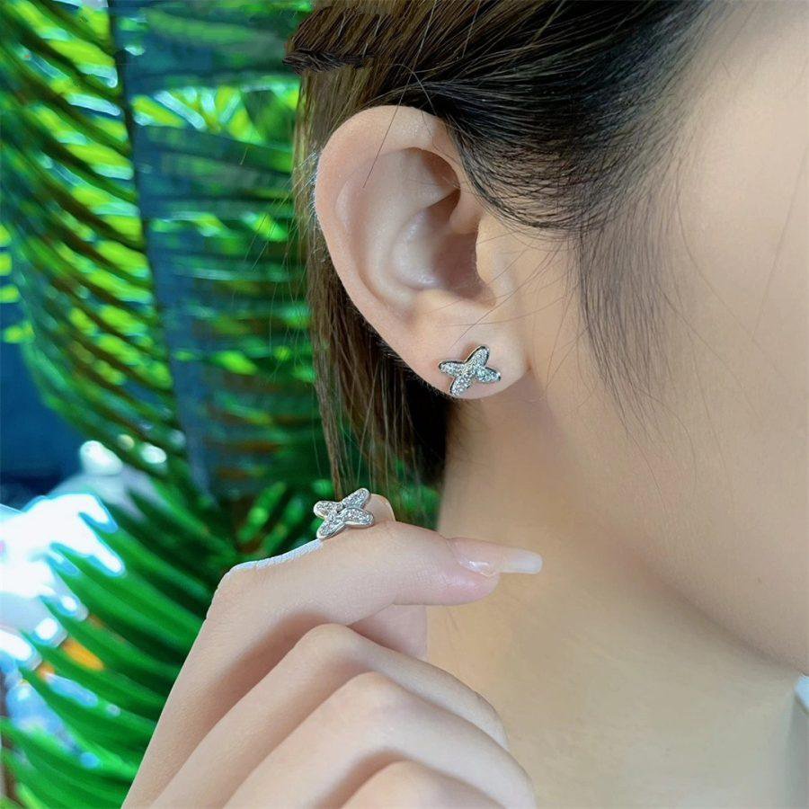 [⭐Aura]JEUX DE SILVER DIAMOND EARRINGS