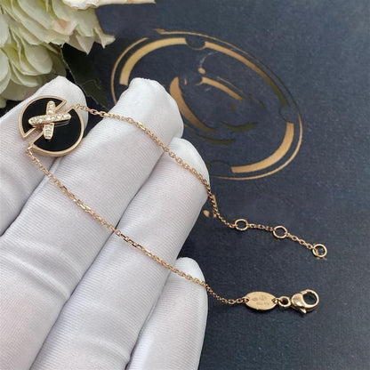 [⭐Aura]JEUX DE BRACELET ONYX PINK GOLD DIAMOND