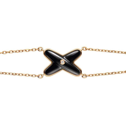 [⭐Aura]JEUX BRACELET ONYX PINK GOLD 1 DIAMOND