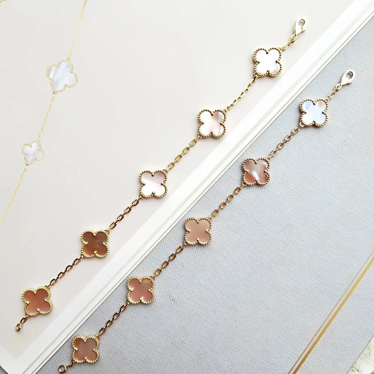 [⭐Aura] CLOVER 5 MOTIFS  PINK MOP BRACELET COLLECTION