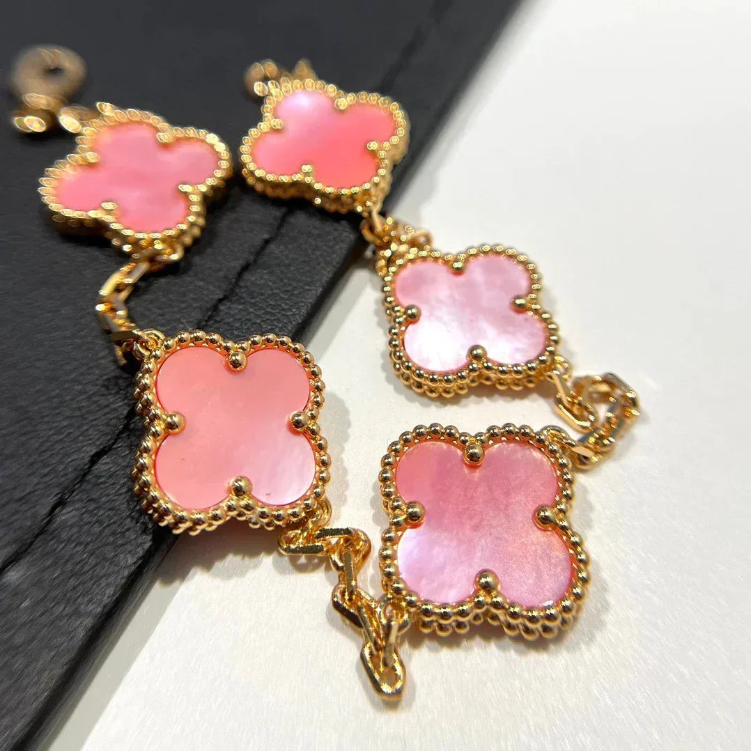 [⭐Aura] CLOVER 5 MOTIFS  PINK MOP BRACELET COLLECTION