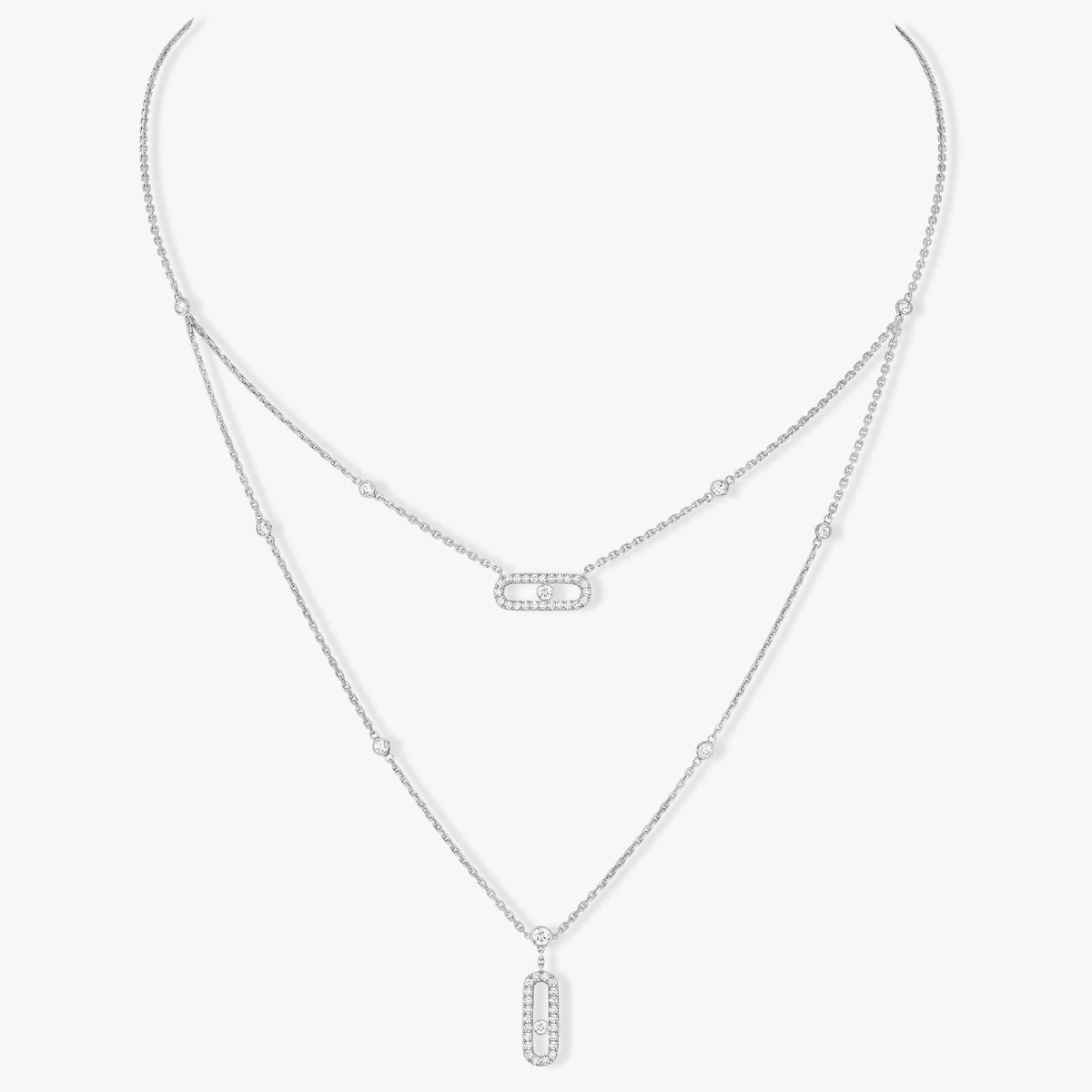 [⭐Aura]MOVE 2 ROW DIAMOND NECKLACE